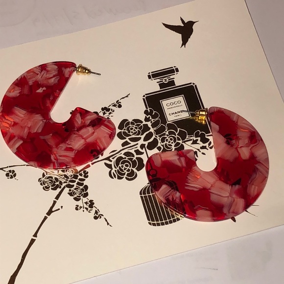 Red Acrylic Circle Hoops (Bloggers Favorite) - Picture 6 of 7